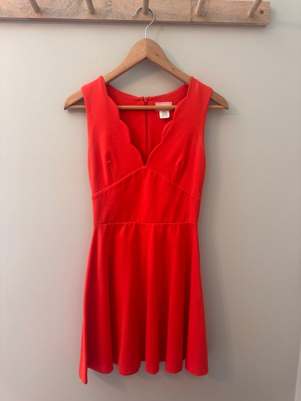 Love Ady Orange Scallop Neck Fit Flare Dress Small Sleeveless Cocktail Party